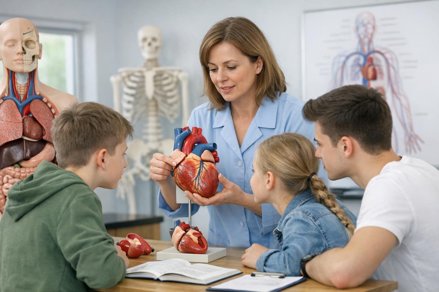 zajęcia praktyczne z wykorzystaniem modelu serca w klasie