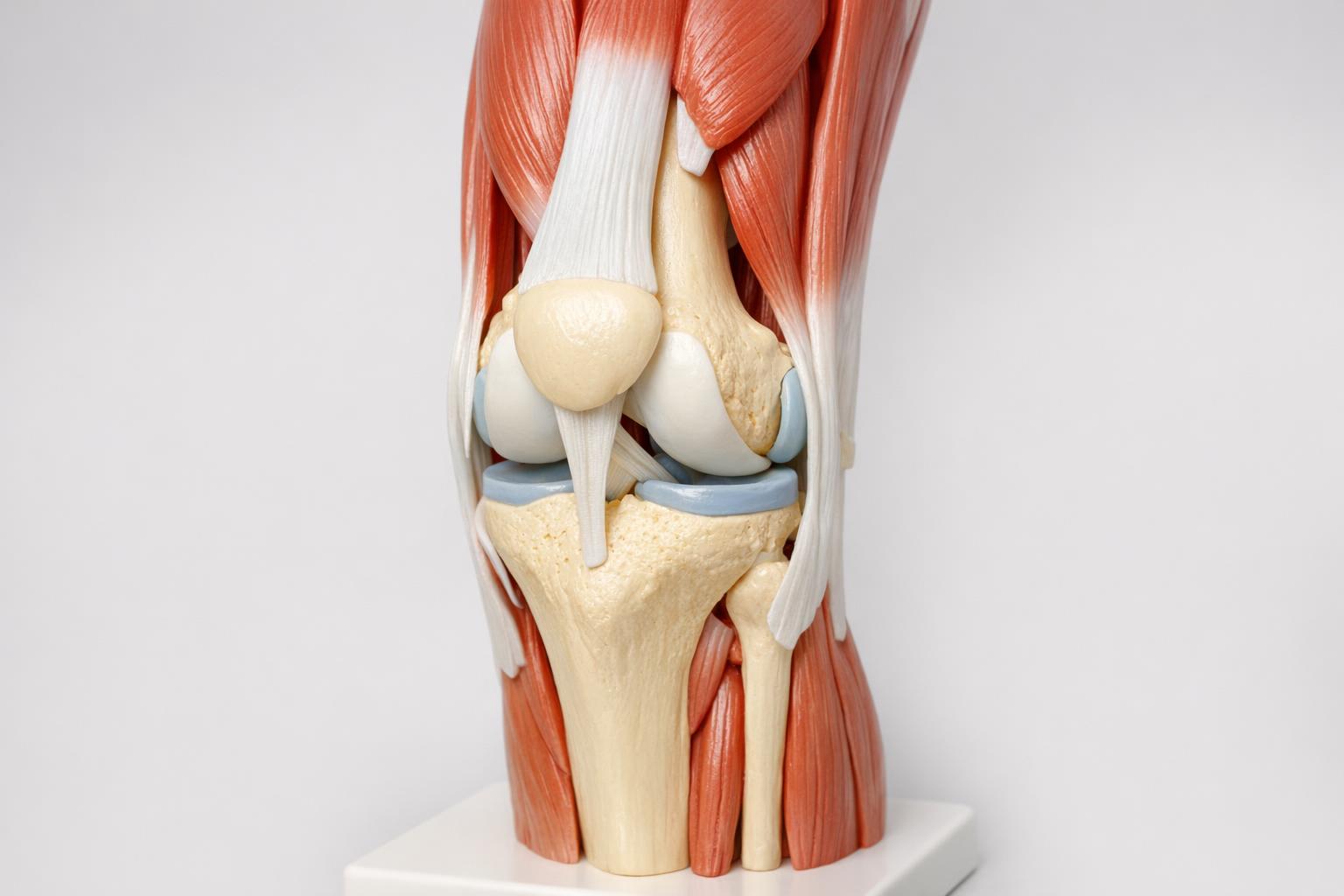 Zdjęcie: model anatomiczny kolana z mięśniami i więzadłami